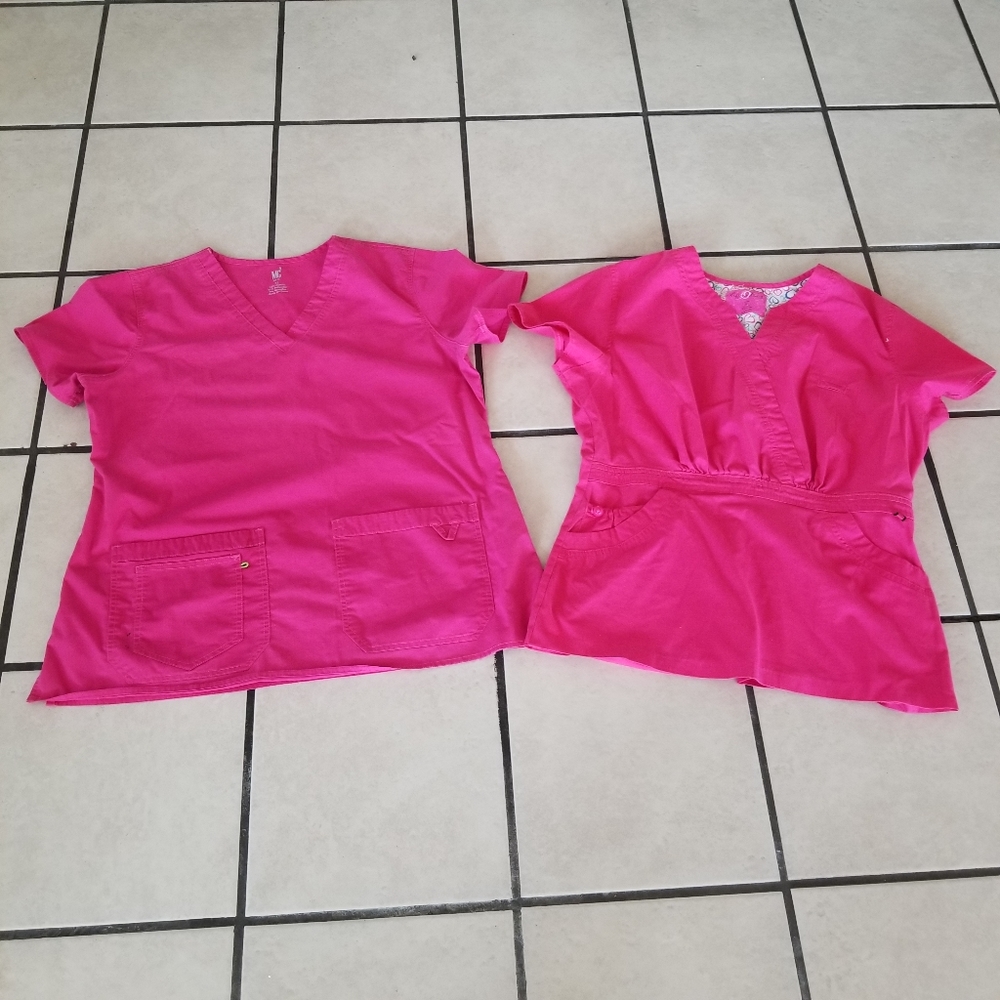 2 scrub tops size XL and 2XL
